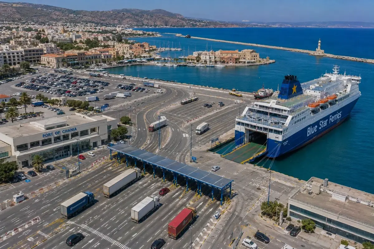 Puerto de ferris de pasajeros de Souda, que da servicio a Chania, Creta